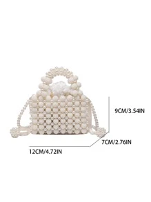 Minimalist Luxury Niche Style Mini Pearl Handbag For Women, Elegant Pearl Bag - White - View 8