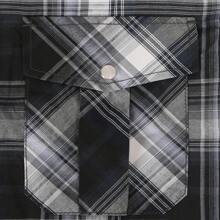 Men's Western Cowboy Pearl Snap Plaid Button Up Casual Long Sleeve Two Pockets Work Shirts - 9 Gray Black - View 4
