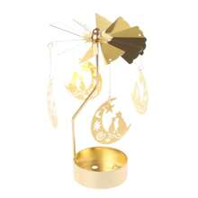 1pc Metal Hot Rotating Candle Holder Christmas Rotating Candle Holder Dinner Party Wedding Party Candle Holder Decoration Gift - Black - View 1