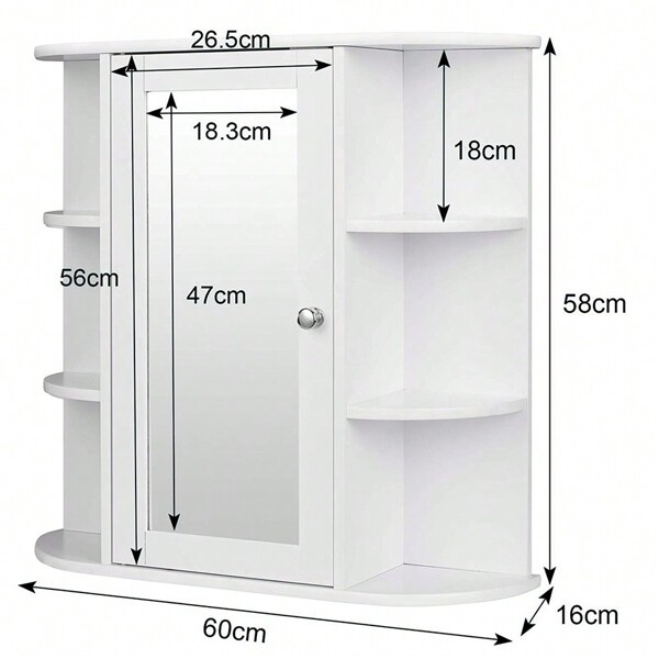 Aufbewahrungsschrank 60*17*58cm - Einzeltür Spiegelschrank - Dreifach-Spiegelschrank Heim Badezimmer Deko Sommer Make-up Organizer Badezimmer Accessoires Schulanfang