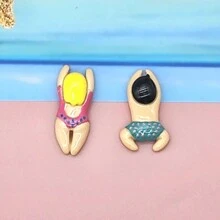 6 piezas de imanes para refrigerador, Niños y niñas de natación, pegatinas de dibujos animados para refrigerador, imanes personalizados para refrigerador, adecuados para cocina, oficina, pizarra blanca, tablero de mensajes fotográficos, gabinete de almacenamiento, lavavajillas, decoración de cocina, decoración del hogar, regalos para fiestas/vacaciones para amigos - Multicolor - Ver 4