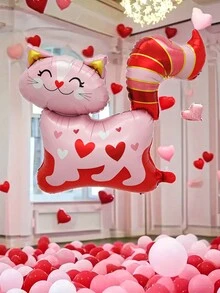 1 个可爱的粉色猫形铝箔气球，非常适合庆祝情人节、生日、婚礼和新年返校情人节等特殊场合