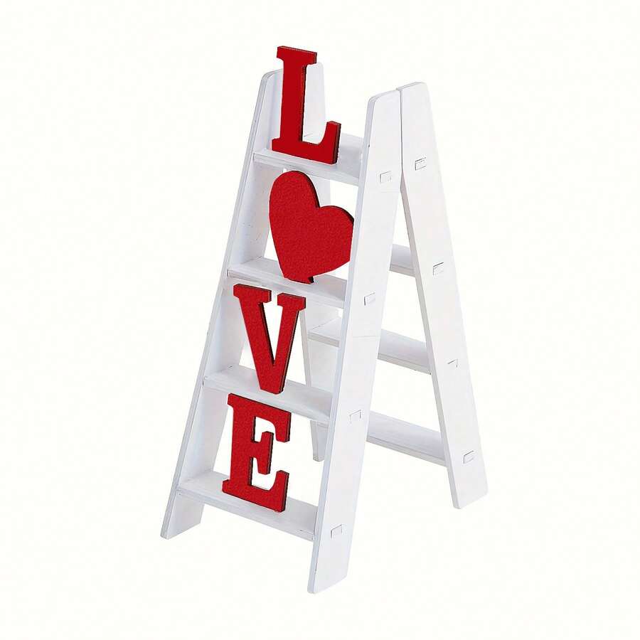 Valentine Ladder Tabletop Decoration,Red Love Sign Word Art Red Sculpture Home Signs Romantic Love Decor For Valentine's Day, 2024 V Valentine's Day Gifts, Gift For Her, Valentine's Day Decor - Red - View 1