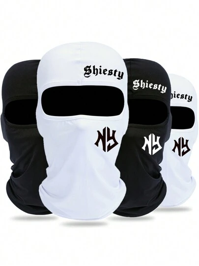 2pcs/1pc Letter Print Ski Mask Balaclava Face Mask For Men Women UV Protection Windproof Scarf For Snowboard Motorcycle