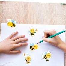 Rollo de 500 pegatinas de abeja de dibujos animados, pegatinas de juguete asimétricas, pegatinas decorativas para cajas de regalo, pegatinas de girasol, suministros escolares, de vuelta a la escuela - Multicolor - Ver 8