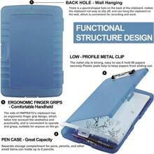 Caja de documentos impermeable A4 tablero de escritura con ranura de pluma caja de almacenamiento de papel multifuncional tablero de escritura de plástico clip de material de aprendizaje artefacto de almacenamiento - Azul menta - Ver 7