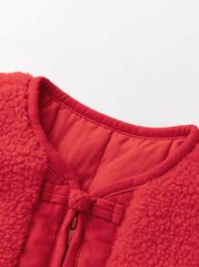 mini bala Girls' Plush Jacket, New Year Anti-Static Outerwear - Chinese Red - View 6