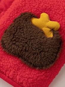 mini bala Girls' Plush Jacket, New Year Anti-Static Outerwear - Chinese Red - View 8