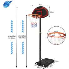 YARDIN Aro de baloncesto al aire libre para niños Soporte de baloncesto 156-208 cm Aro de baloncesto portátil ajustable en altura con ruedas Sistema de baloncesto con base con bombas inflables de baloncesto y 2 redes de baloncesto