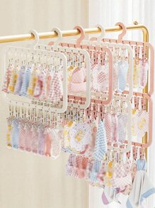 1/2/3pcs Versatile Plastic Hanger Storage Box - Ideal Organizer For Underwear, Socks & Accessories | Space-Saving Solution For Dorms | Multi-Functional Clothes And Accessory Clamp Rack"