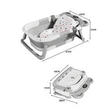 Bañera Bebe Portatil Baño Plegable Tina Con Cojin Termometro Gris
