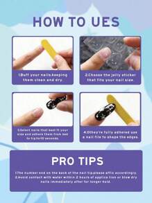 10个椭圆形手工压制指甲，短指甲，白色，蓝色指甲，蓝色猫眼指甲，蝴蝶结，心形仿珍珠装饰指甲用品指甲 - 彩色 - 查看 7