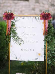 2pcs Wedding Aisle Decorations Pew Flowers Silk Rose Chair Back Flowers With Ribbons Chairs Back Pew Flowers Arrangement For Wedding Ceremony Reception Decor Artificial Rose Flower Chair Decoration Celebration Fake Flower Props For Wedding Party Party Photography Party Favors Room Decor Bride