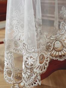 1 Pc Elegant Floral Embroidered Lace Tablecloth, Vintage Pattern Suitable For Indoor & Outdoor Events, Parties, Weddings, Dinners, Restaurants, Square & Round Tables - Light Brown - View 5