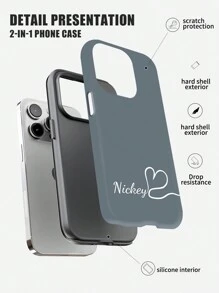Customized Multi-Color Simple Letter Phone Case, Personalized Fashion Heart Letter Name Designed Shockproof Protective Phone Cover, Compatible With Iphone 11 Pro/13 Pro/15 Pro Max, IPhone XR, 12, 13, 15, 16 Pro Max