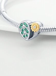 STYFNE 1 pieza Collar colgante con dijes de primavera - Sakura rosa, crisantemo, corazón, girasol, letra, joyería hecha a mano como regalo para novia o mejor amiga - Plateado - Ver 4