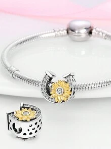 STYFNE 1 pieza Collar colgante con dijes de primavera - Sakura rosa, crisantemo, corazón, girasol, letra, joyería hecha a mano como regalo para novia o mejor amiga - Plateado - Ver 6