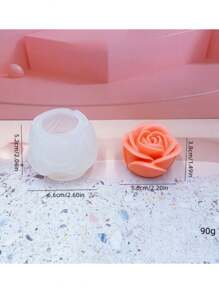 1 件 3D 玫瑰花形硅胶蜡烛模具，DIY 情人节蜡烛，玫瑰装饰冰模 - 白色 - 查看 3