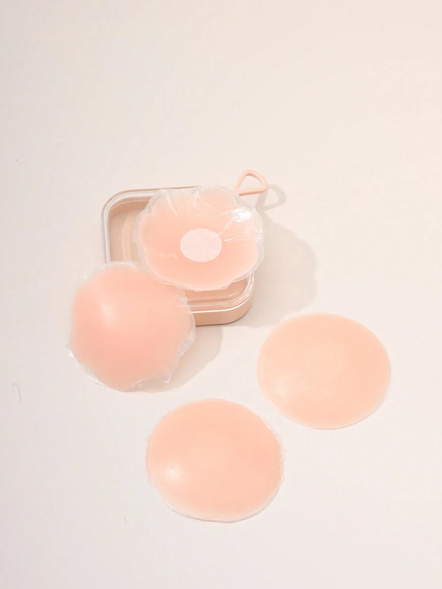 硅胶乳房贴乳头贴，硅胶乳房贴加 1 片乳房贴存储盒，旅行度假，婚礼派对乳头贴，易于携带的乳头贴 - 駝色 - 查看 1