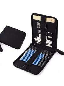 Juego de 32 piezas de Bview Art que incluye lápices de carboncillo, lápices de grafito y otros accesorios surtidos, ideal para el regreso a clases - Multicolor - Ver 8