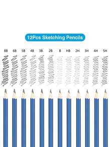 Juego de 32 piezas de Bview Art que incluye lápices de carboncillo, lápices de grafito y otros accesorios surtidos, ideal para el regreso a clases - Multicolor - Ver 3