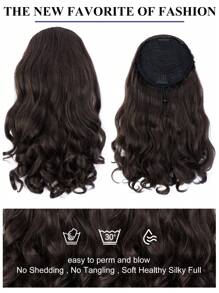 Yaki Cury Wave Paardenstaart Extension Trekkoord Paardenstaart Voor Vrouwen Synthetische Lange Krullende Golf Paardenstaarten Haarextensies Clip In Paardenstaart 16 Inch Haarstuk