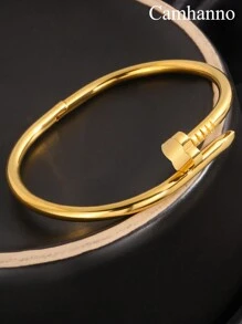 Camhanno 1PC Fresh And Simple Style Stainless Steel Bracelet, Suitable For Daily Wear, Birthday Party Jewelry, Christmas And Valentine's Day Gifts