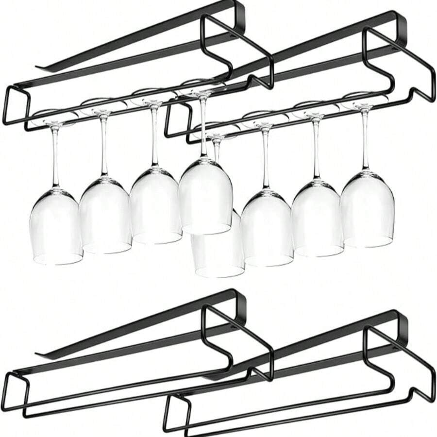 2 pezzi Porta calici da vino pensili, rastrelliera porta calici da riporre sotto i mobiletti, senza viti, soluzione di stoccaggio salvaspazio per cucina, bagno, camera da letto, forniture per ufficio