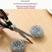 6 pièces/12 pièces Boules de nettoyage de cuisine en acier inoxydable - Grattoir à vaisselle non électrique, convient pour les bols, casseroles, plaques de cuisson, brosse en acier inoxydable et laine d'acier, fournitures de nettoyage