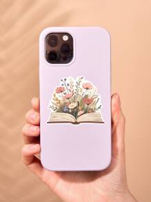 1pc Floral Book Stickers, Cute Bookish Stickers, Book Lover Gift, Kindle Vinyl Stickers, Reading Stickers, Water Bottle Stickers