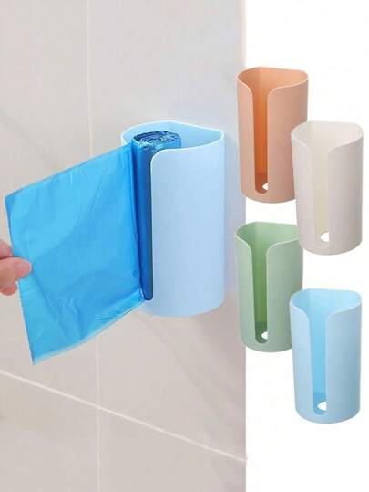 1 st. platsbesparande multifunktionell väggmonterad soppåshållare och näsdukslåda, självhäftande soppåsdispenser och förvaringslåda, slitstarkt plastmaterial, väggmonterad plastpåsdispenser och förvaringslåda för kök, perfekt för hem, badrum och köksorganisation