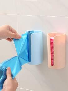 1pc Space-Saving & Multifunctional Wall-Mounted Trash Bag Holder & Tissue Dispenser,Creative Adhesive-Free Trash Bag Organizer Box,Durable Plastic, Wall-Mounted Kitchen Plastic Bag Dispenser And Storage Box,Ideal For Home Bathroom & Kitchen Organization