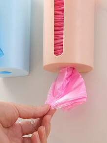 1pc Space-Saving & Multifunctional Wall-Mounted Trash Bag Holder & Tissue Dispenser,Creative Adhesive-Free Trash Bag Organizer Box,Durable Plastic, Wall-Mounted Kitchen Plastic Bag Dispenser And Storage Box,Ideal For Home Bathroom & Kitchen Organization