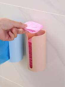 1pc Space-Saving & Multifunctional Wall-Mounted Trash Bag Holder & Tissue Dispenser,Creative Adhesive-Free Trash Bag Organizer Box,Durable Plastic, Wall-Mounted Kitchen Plastic Bag Dispenser And Storage Box,Ideal For Home Bathroom & Kitchen Organization