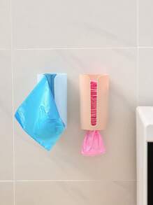 1pc Space-Saving & Multifunctional Wall-Mounted Trash Bag Holder & Tissue Dispenser,Creative Adhesive-Free Trash Bag Organizer Box,Durable Plastic, Wall-Mounted Kitchen Plastic Bag Dispenser And Storage Box,Ideal For Home Bathroom & Kitchen Organization