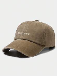 Discipline Letter Print Baseball Cap, Solid Color Washed Vintage Dad Hat, Hip-Hop Sun Hat, Unisex, Suitable For Daily Commute And Outdoor Sports