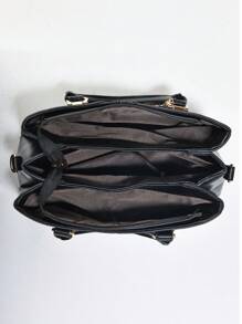 Multicolor Tote Bag, Large Capacity 3 Pockets, Elegant Minimalist Shoulder & Crossbody Bag For Women, Mothers , Mum Gifts - Black - View 4