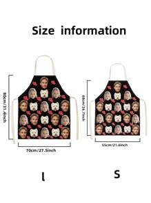 1pc Polyester Apron, Customized Portraits Of People And Animals,Valentine's Day Apron Kitchen Aprons For Women Men, Waterproof Printed Aprons, Printed Personalized Aprons, Valentine's Day, Christmas Custom Aprons, Custom Personalized Aprons, Print Photos For Friends, Couples, Family, Colleagues, Ideal Gifts For Birthdays, Anniversaries, Durable Polyester Aprons, Kitchen Supplies, Promotional Gift Aprons,Valentine's Day Gifts - Multicolor - View 3