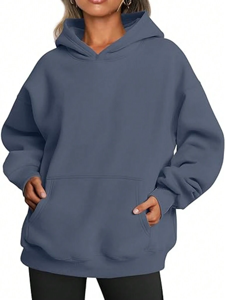 Women's Super Dalian Hoodie Sweatshirt Long Sleeve Sweater Pullover Fall Clothing With Pockets - 藏蓝色 - 查看 1