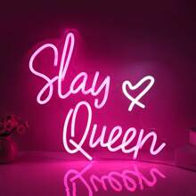 1 PC Pink White Slay Queen Neon Sign LED Neon Light Up Signs For Wall Decor USB Neon Light Y2k Party Gifts For Room Decor For Girls Women Bedroom Dorm Art Wall Decoration Lighting Gift - Slay Queen Pink - View 1