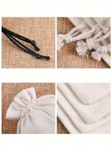 Sac à cordon en canevas, sac de rangement à cordon en lin, sac de rangement pour emballage de cadeaux de bijoux, petit sac en tissu pour jouets, sac pratique à cordon et ouverture, fournitures de rangement, décoration pour la Saint-Valentin et le mariage - Multicolore - Voir 5