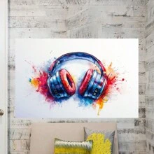Graffiti Headphone Art Poster, Colorful Headphone Design, Music Theme Canvas Art, For Home, Bedroom, And Game Room