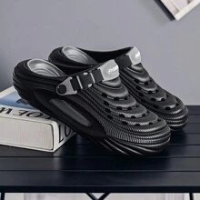 Plus Size Men's Summer Outdoor Breathable Sandals, Soft Thick Tire Sole Anti-Slip Closed Toe Beach/Hiking Slippers