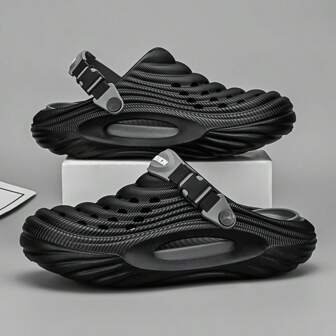 Plus Size herr sommar utomhusandande sandaler, mjuk tjock däcksula Anti-halk stängd tå Strand-/vandringstofflor