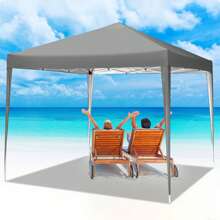 CAROMA Gazebo 3x3 M, Gazebo 3x3 M Waterproof, Stable, Cold-Resistant 8x Nails 4x Wind Ropes Superproof 50+ High-Density Tarpaulin Gazebo Foldable Party Stand Folding Gazebo 3x3 M Garden Gazebo - 灰色 - 查看 3