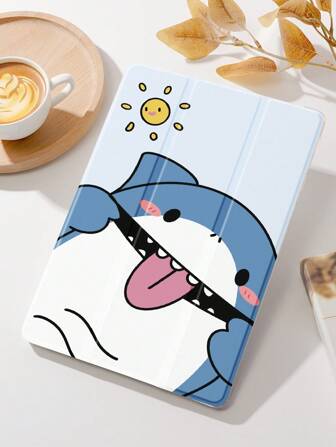 1 pieza Funda protectora para tableta con estampado de tiburón juguetón, compatible con iPad 10.2 pulgadas, iPad Pro 11 2021/2020/10a generación, iPad Mini 4/5/6, Galaxy Tab A8 10.5 pulgadas 2022, Matepad 10.4/Tab, con ranura para lápiz, resistente a golpes, cubierta protectora con soporte para tableta