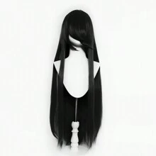 40 Inch/100cm/1 Meter Super Long Straight Wig With Bangs Synthetic Hair Wig, 100cm Extra Long Straight Synthetic Wig Suitable For Daily Use Universal Natural Cosplay Wigs And DIY For Christmas Event Costume Party
