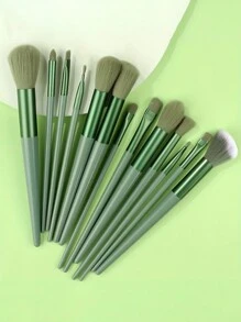Juego de 13 piezas de brochas de maquillaje suaves y esponjosas con esponja de maquillaje para cosméticos, base, colorete, polvos, sombras de ojos, Kabuki, mezcla y herramienta de belleza