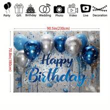 Sparkling Blue And Silver Background Cloth For Happy Birthday Multifunctional Party Decoration, Mainly Used For Room Decoration, Party Decoration, Birthday-Oriented Banner Background Cloth, Garden Decoration, Available For Ladies And Men's Birthdays, Made Of Polyester Material, With Multiple Sizes To Choose From. - Multicolor - View 9