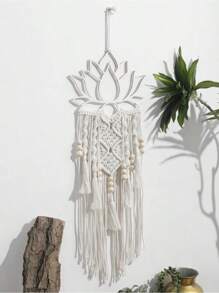 Lotus Macrame Wall Hanging Boho Macrame Dream Catcher Large Craft Ornament For Dorm Home Bedroom Apartment Room Decoration Gift